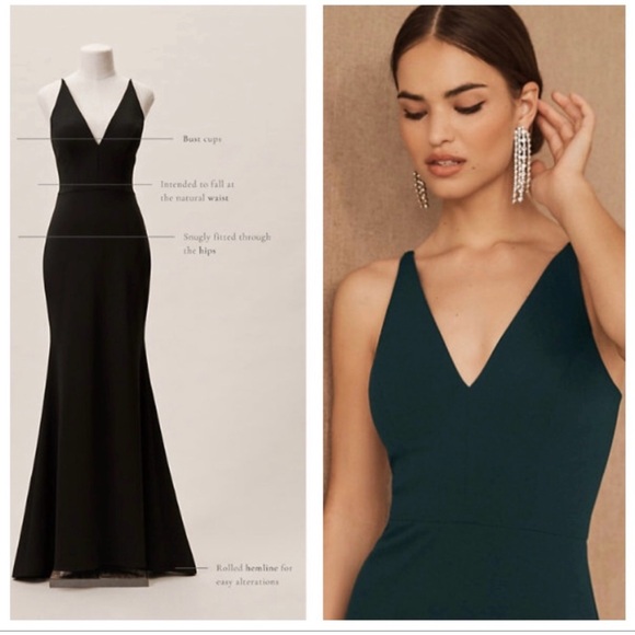 BHLDN Jones V-Neck Crepe Gown - Picture 2 of 6